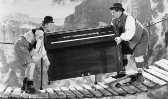 1938 --- A scene from Swiss Miss (1938), later also featured in The Crazy World of Laurel and Hardy (1967). --- Image by © Bettmann/CORBIS