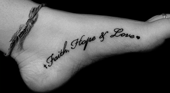 Faith Hope Love Foot Tattoo