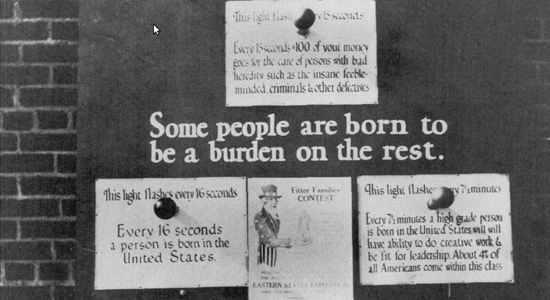 U.S. eugenics poster advocating for the removal of genetic "defectives" such as the insane, "feeble-minded" and criminals, and supporting the selective breeding of "high-grade" individuals, c. 1926